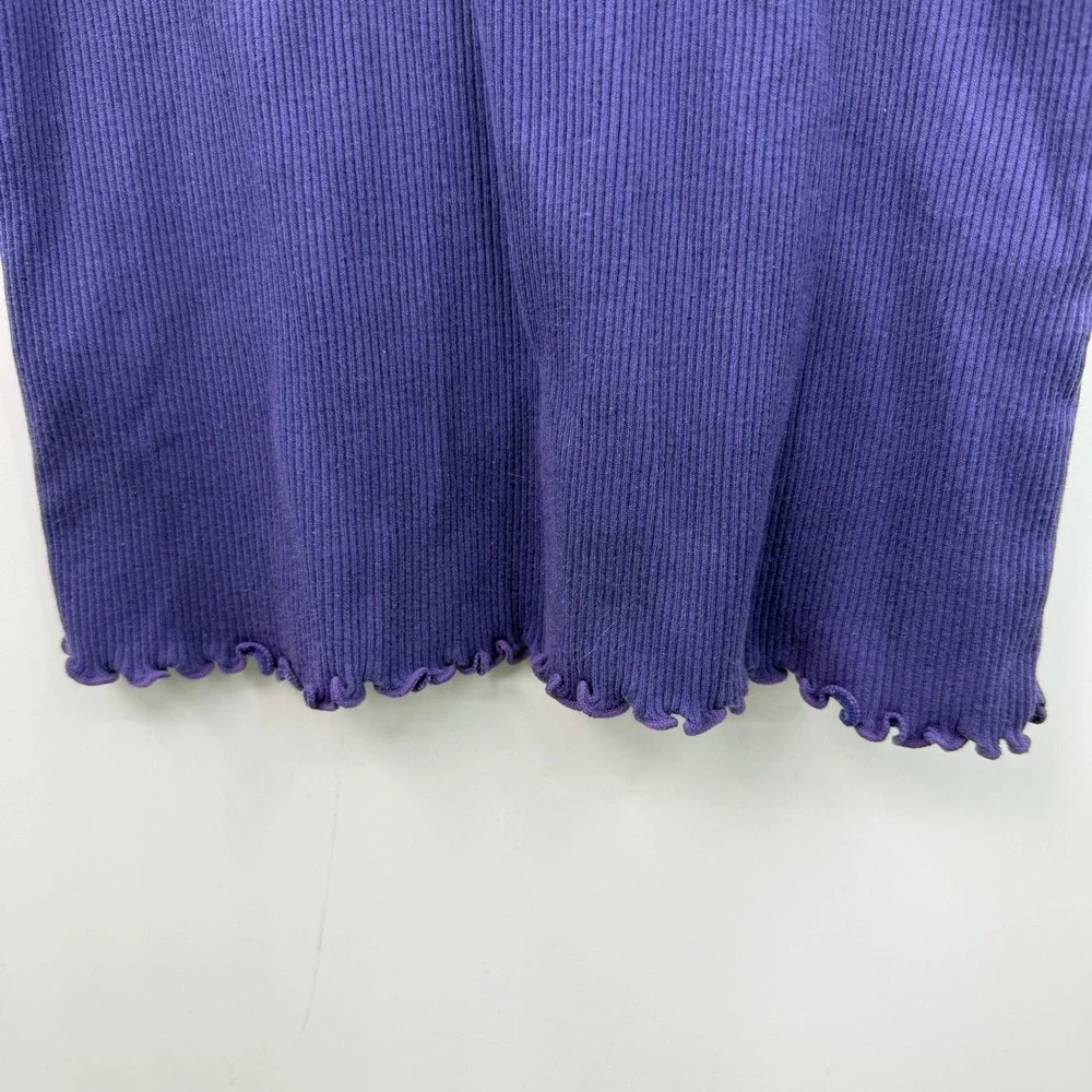 Vintage Caslon Tank Top Womens S‎ Purple Lace Trim Ribbed Y2K
